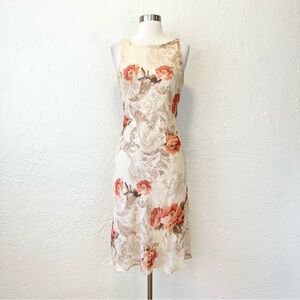 Vintage Y2K 90s Dress Floral Fairy Coquette Beige Peach Pink Medium M